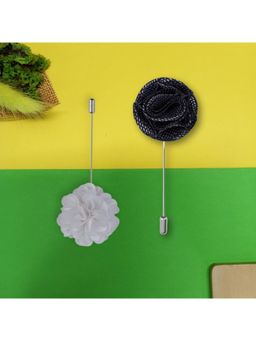 The Tie Hub - Blossom Blue & White Marigold Lapel Pins (Pack of 2)