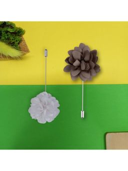 The Tie Hub - Brown & White Marigold Lapel Pins (Pack of 2)