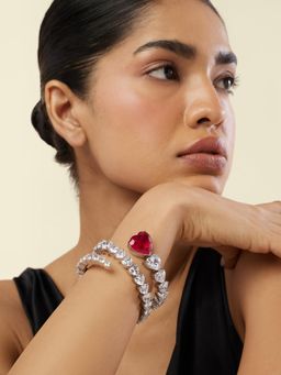 Isharya - Ruby Enchantment Wrap Cuff In Rhodium Plating - Multi-Color