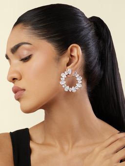 Isharya - Eternal Glow Circle Hoops In Rhodium Plating - White