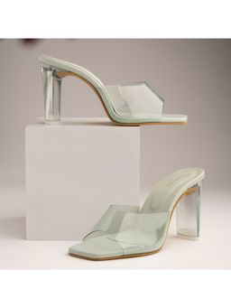Shoetopia - Green Striped Block Heels