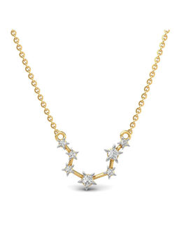 Candere by Kalyan Jewellers - 18Kt Yellow Gold and Diamond Aquarius Zodiac Necklace