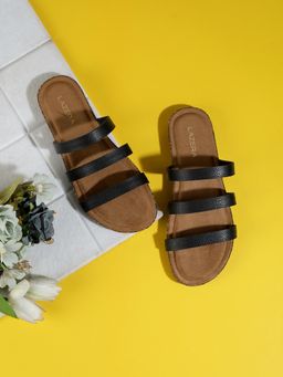 LAZERA SHOES - Black Triple Strap Flats
