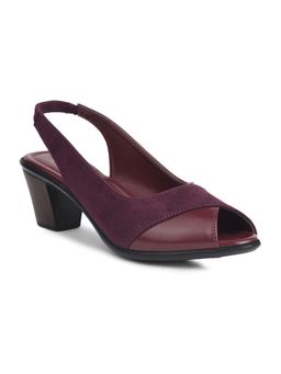 Bata - Stylish Women Maroon Peep Toe Block Sandal Heels