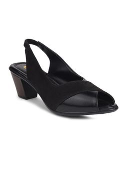 Bata - Stylish Women Black Peep Toe Block Sandal Heels