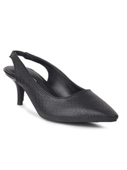 Bata - Elegant Women Black Pointed Toe Kitten Sandal Heels