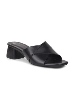 Bata - Women Black Square Toe Block Sandal Heels