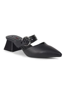 Bata - Women Black Pointed Toe Block Heel Mules