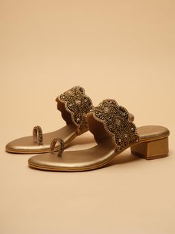 ERIDANI - Elvya Antique Bronze Embroidered Heels