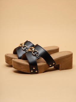 ERIDANI - Theia Black Slip On Heels