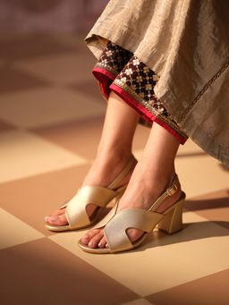 ERIDANI - Zella Gold Block Heels