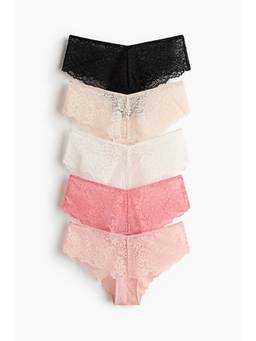 H&M - Women Multi-Color 5-Pack Lace Hipster Briefs
