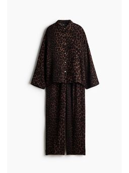 H&M - Women Brown Cotton Muslin Pyjamas and Shirt