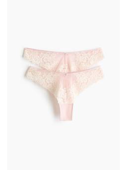 H&M - Women Pink 2-Pack Lace Brazilian Briefs