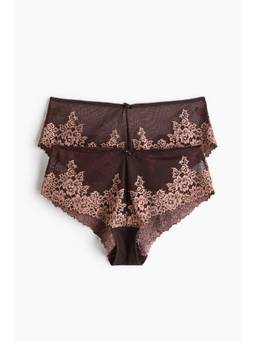 H&M - Women Brown 2-Pack Lace Hipster Briefs