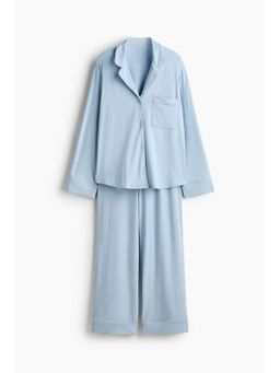 H&M - Women Blue Viscose-Blend Pyjamas and Shirt