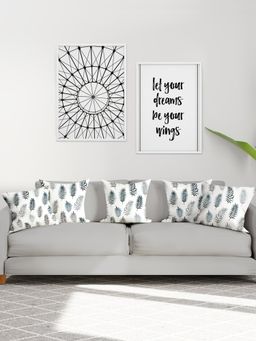 Encasa Homes - Decorative Cushion Covers (set Of 5) Pcs Palm Leaves