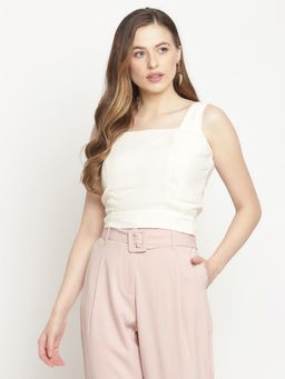 CAMLA - Women Solid Off White Top