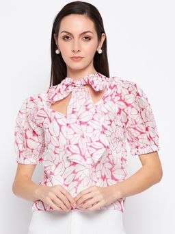 CAMLA - Women Printed Pink/White Top