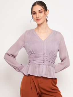 Madame - Women Solid Light Mauve Top