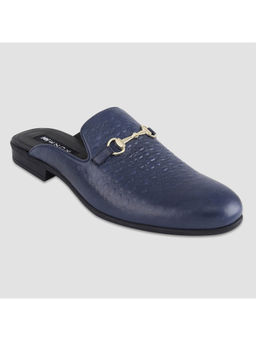 EZOK - Men Slip On Leather Mules Blue