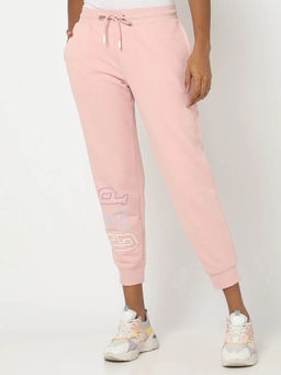 GAP - Women Pink Regular Fit Mid-Rise Graphic Joggers
