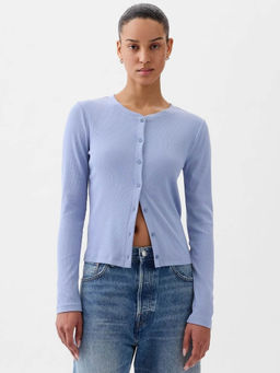 GAP - Women Blue Round Neck Cardigan