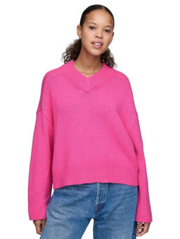 GAP - Women Pink Full Sleeve V-Neck Pullover Sweater