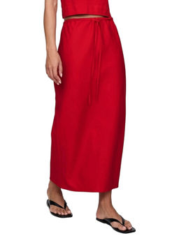 GAP - Women Red Mid-Rise Relaxed Fit Skirt