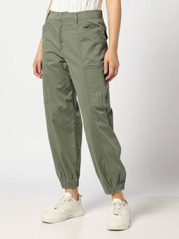 GAP - Women Green Regular Fit Mid-Rise Joggers