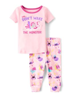 The Children's Place - Girls Monster Snug Fit Cotton T-Shirt with Pajama