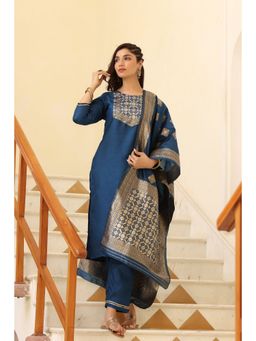 Vaamsi - Vaamsi Womens Poly Silk Solid Kurta Pant And Dupatta Green (PKSKD1114 ) (Set of 3)