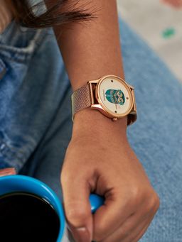 Teal by CHUMBAK - TEAL by Teal by CHUMBAK Vintage Owl Watch, Metal Mesh Strap