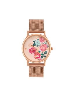 Teal by CHUMBAK - Rose Garden Watch Metal Mesh Strap Dial Pink