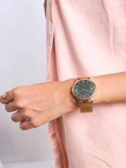 Teal by CHUMBAK - Forest Jade Watch Metal Mesh Strap Dial Blue