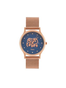 Teal by CHUMBAK - Carnival Elephant Watch Metal Mesh Strap Dial Blue