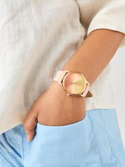 Teal by CHUMBAK - Pink PU Leather Watch