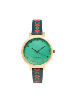 Teal by CHUMBAK - Festive Beats Printed Strap Watch And Bracelet-Green (Set of 2)-8907605100758