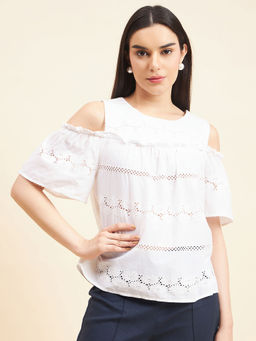 Gipsy - Women White Self Design Top