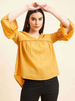 Gipsy - Women Mustard Solid Top