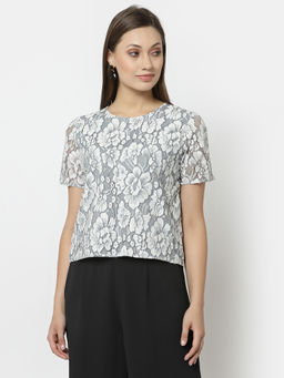 Gipsy - Women Grey Floral Top