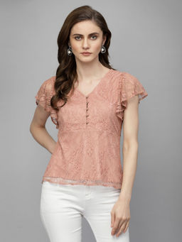 Gipsy - Women Pink Self Design Top