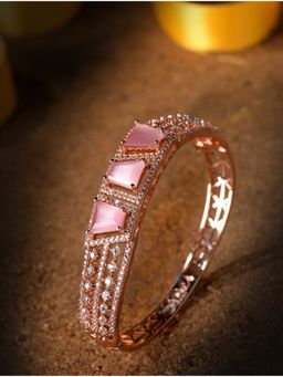 Saraf RS Jewellery - Rose Gold plated Pink American Diamond Handcrafted Bracelet for Women & Girls (Onesize)