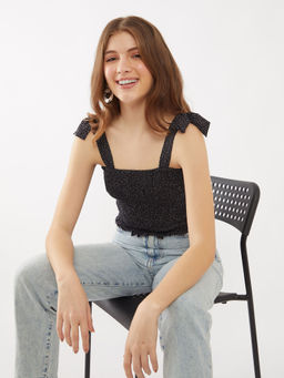 Zink London - Womens Black Printed Top