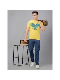 Globus - Men Yellow Printed Cotton Round Neck Regular Fit T-shirt