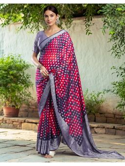 Suha - Multi Color Georgette Woven Saree with Unstitched Blouse