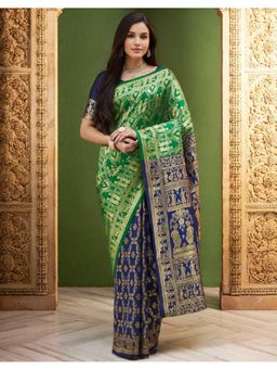 Suha - Elegant Green Art Silk Intricate Woven Design Saree with Unstitched Blouse