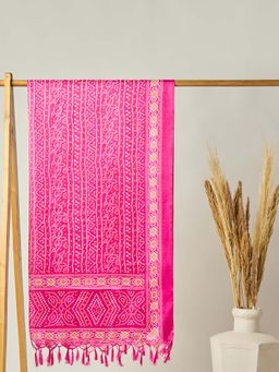 Globus - Pink Bandhani Silk Tassel Border Dupatta