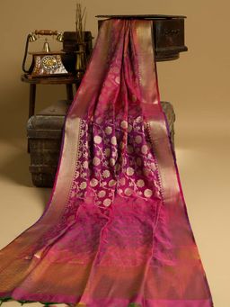 Globus - Floral Woven Design Silk Tassel Border Festive Dupatta