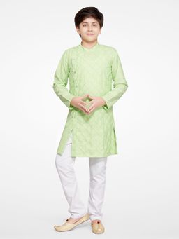 Jeetethnics - Boys Green Kurta Pyjama (Set of 2)